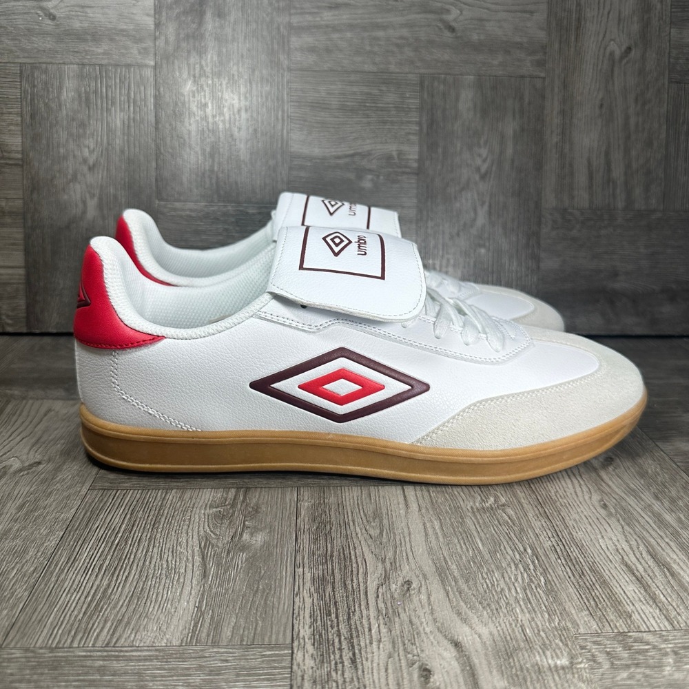 Umbro TX Sneakers Mens 12 White Red Gum Sole Soccer Terrace Retro NEW
